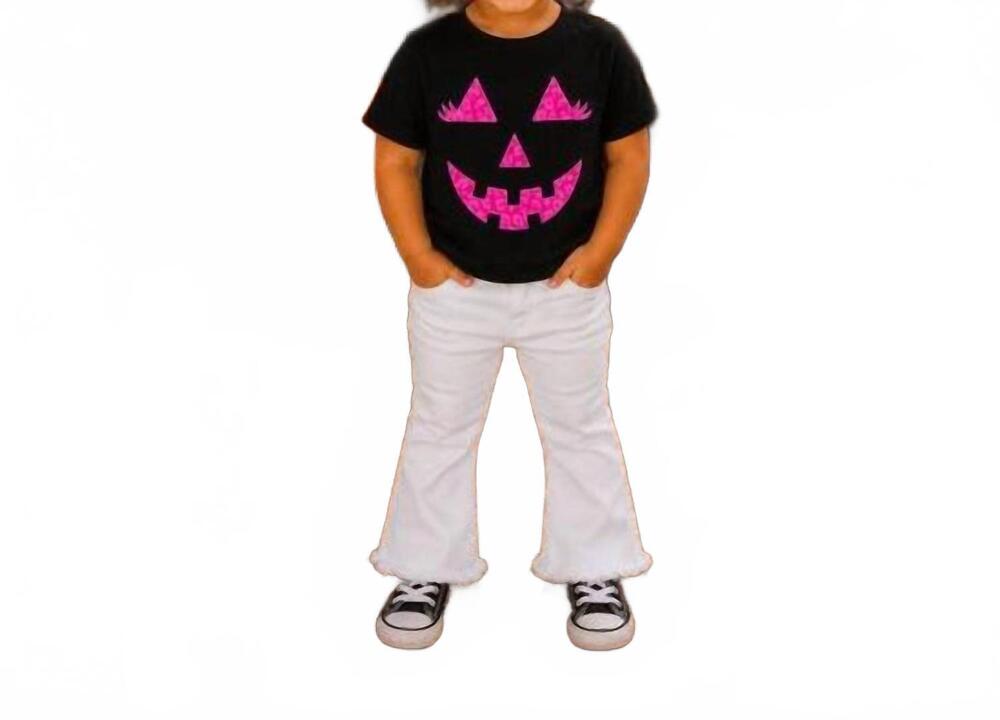 NEW SOUTHERN ATTITUDE girl's leopard jack-o’-lantern halloween tee in pink